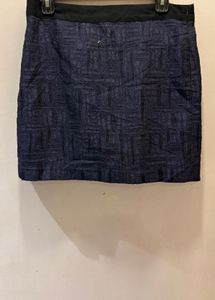 Navy Textured Mini Skirt