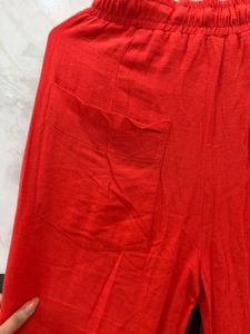 Bright Red Wide-Leg Lounge Pants