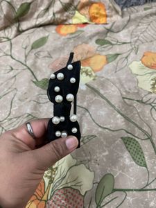 Black Pearl Bow Headband