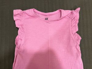 H&amp;M Pink Ruffle Sleeve T-Shirt (xs-s)