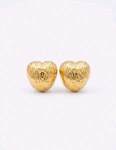 Gold Heart Textured Stud Earrings