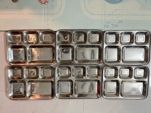 Stainless Steel Compartment Plates (Set of 6)