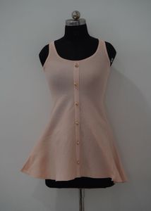Red Flared Button-Down Top