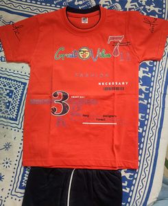 Boys' Red T-Shirt with Navy Blue Short