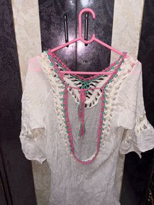 Boho Crochet Trim Tunic Top