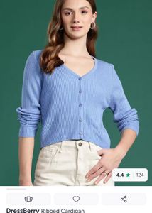 dressbery Blue Ribbed Cardigan