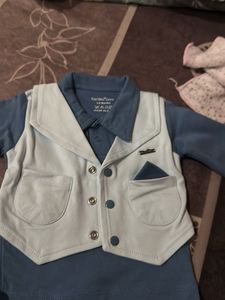 new born Baby Boys Blue Vest & Shirt Set