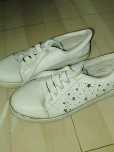 White Casual Sneakers with Star Accents