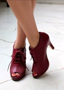 Khadims Red Peep-Toe Heel Booties