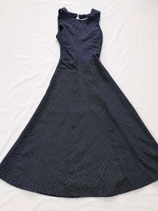 Chic Navy Polka Dot Midi Dress