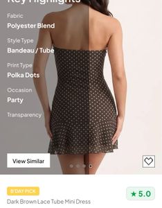 Dark Brown Polka Dot Tube Dress
