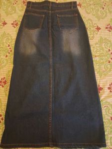 2000s Denim Slit Midi Skirt