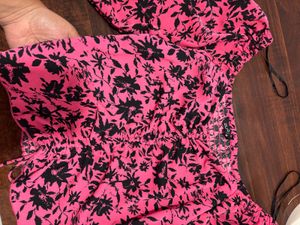 Pink Floral Off-Shoulder Ruched Top