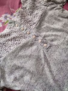 Gray Long Sleeve Lace Top