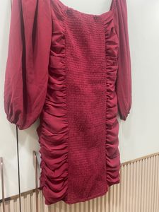 B+VESTRY Maroon Sheath Ruched Dress