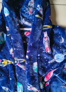 Kids Space Print Hooded Robe