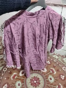 Purple Leaf Print Top