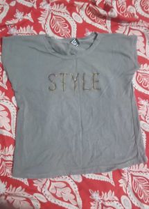 Stylish Grey T-Shirt with Embellishments