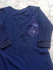 Elegant Navy Blue Kurta with Embroidery