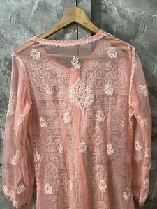 Elegant Peach Chikankari Kurta