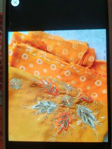 Embroidered Mustard Yellow Saree