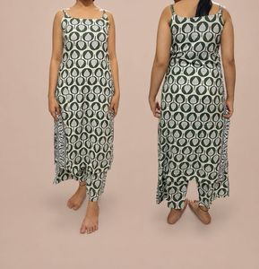 with sleeves Green Geometric Print Kurta Set