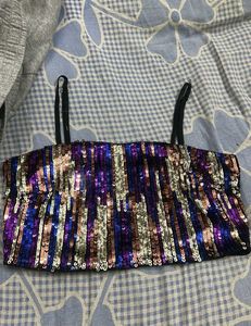 Sequin Embellished Tube Top
