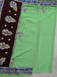 Beautiful Lime Green Saree with Embroidery