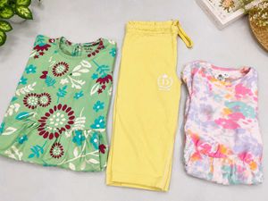 Girls Clothing Combo Set 4–6 Years | 2 Frocks + 1