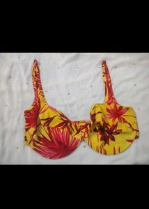 Yellow Floral Bikini Top