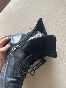 Black Lace-Up Combat Boots