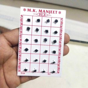 92.5 Pure Silver Dimond Nose&amp;Ear Earings 1 pair