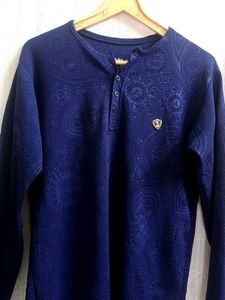 Navy Blue Textured T-shirt