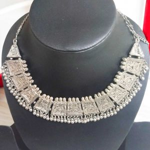 Boho Silver Choker Necklace