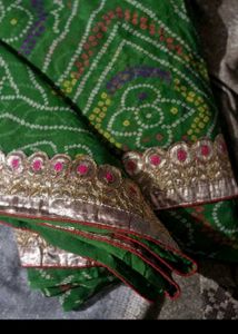 Vibrant Green Bandhani Saree
