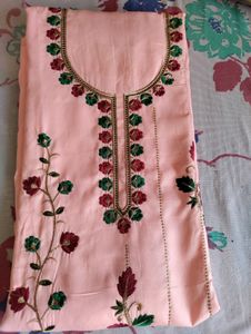 Embroided Peach Suit Fabric