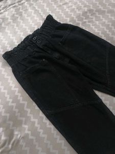 Black Paperbag Mom Fit Jeans