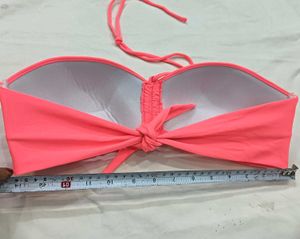 Coral Ruched🪔 Strapless Bikini Top