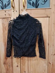 Elegant Black Lace Sleeve Top