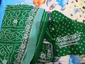 Green Embroidered Saree with Blouse
