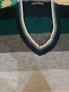 Striped V-Neck Knit Sweater