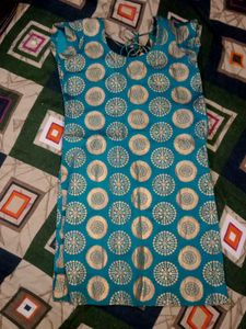 Beautiful Teal Kurta with Gold Print