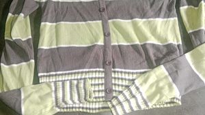 Chuu Striped Cold Shoulder Top