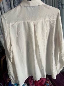 Classic White Pleated Button-Up Shirt