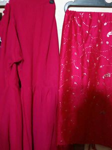 yellow and pink heavy sharara suit with