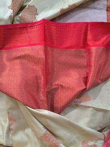Eligent beige and orange combination semi silk new