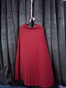 Pleated Coral Ethnic Skirt