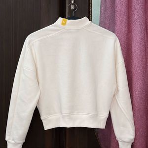 white Varsity Style Zip-Up Jacket