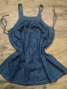 halter neck denim Pinafore Dress