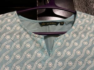 Avaasa Sky Blue Colour Straight Kurta Size XXL